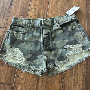 Free People Camo Jean shorts